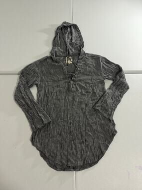 Rip Curl Women’s XS Hooded Lace-Up Pinstripe Crinkle Top Long Sleeve